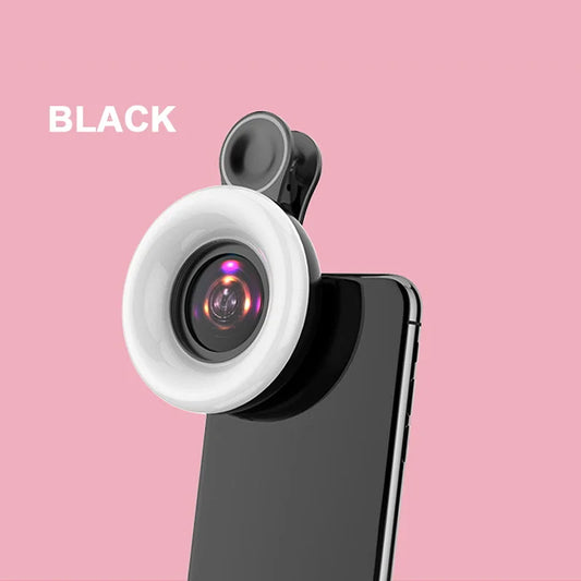 Skorter | Mobile Lens -15X Macro Lens with LED Ring Flash Light - 2 in 1 HD Camera Lens for Smartphone Selfie Live Lamp Fill Light