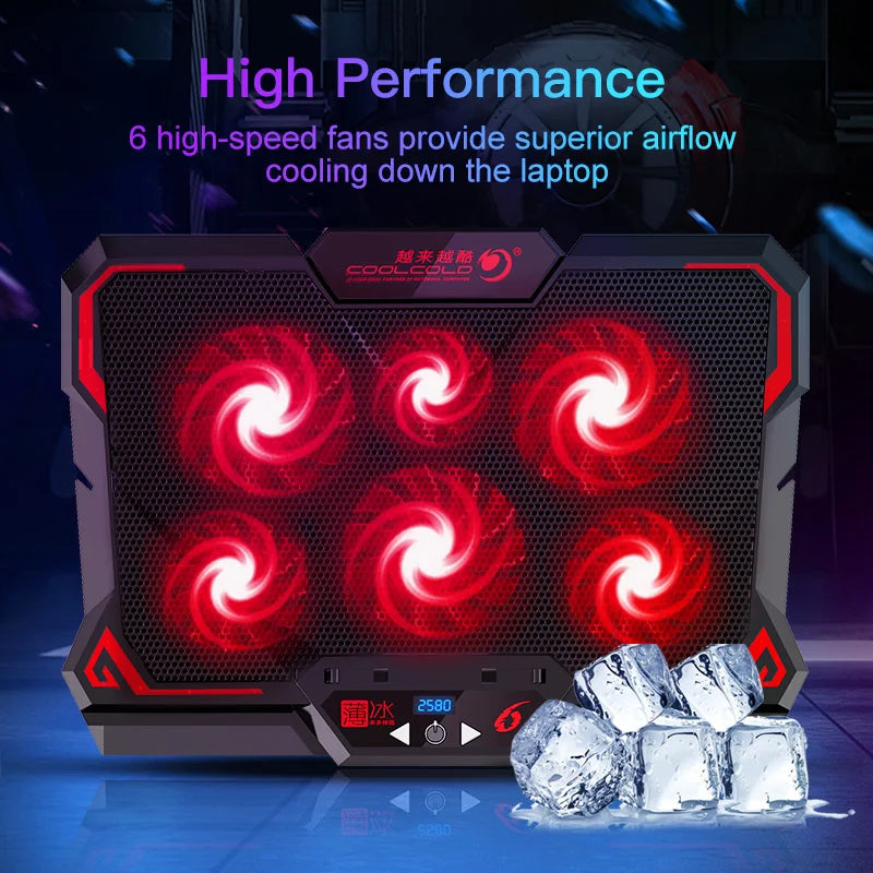 Skorter | 17-Inch Gaming Laptop Cooler with LED - 6 Fans