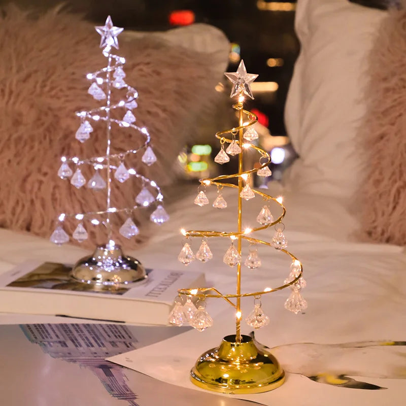 Skorter | CrystalGlow - Christmas Tree Table Lamp with Crystal Decor and LED Lighting