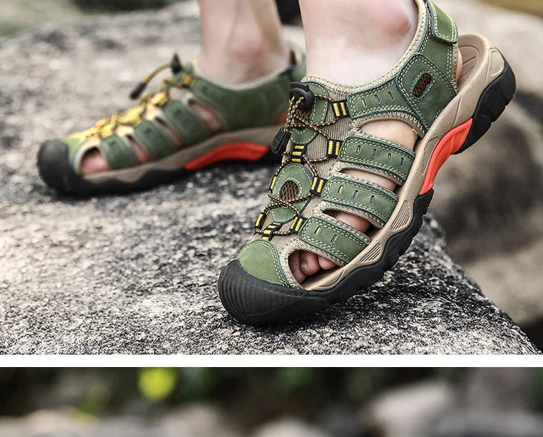 Skorter | Summer Men's Outdoor Sandals Beach Shoes Genuine Leather Trekking Hiking