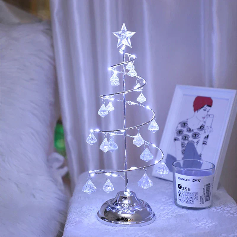 Skorter | CrystalGlow - Christmas Tree Table Lamp with Crystal Decor and LED Lighting