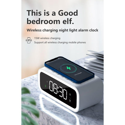 Skorter | 2-in-1 Alarm Clock with Wireless Charger – Digital LED Display | Qi-Compatible