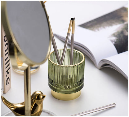 Skorter | Elise Gold Foil Glass Makeup Halter & Organizer