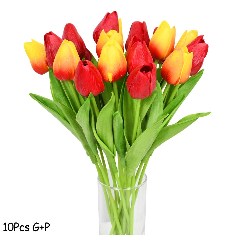 Skorter | Artificial Flower Bouquet with Tulips, Decoration (10 Pieces)