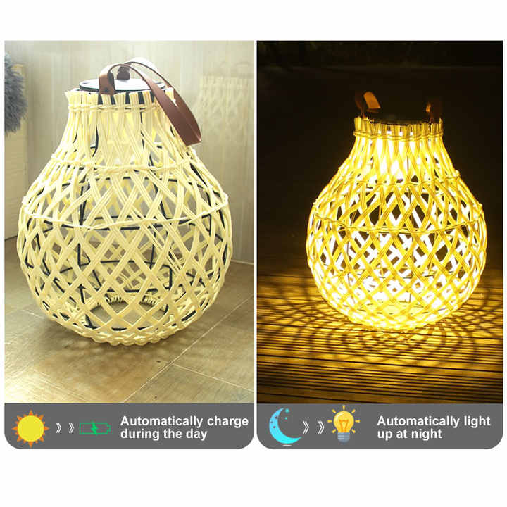 Skorter | Solar LED Rattan Lantern – Large Outdoor Lighting in Oval Design for Garden and Terrace