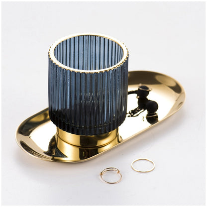 Skorter | Elise Gold Foil Glass Makeup Halter & Organizer