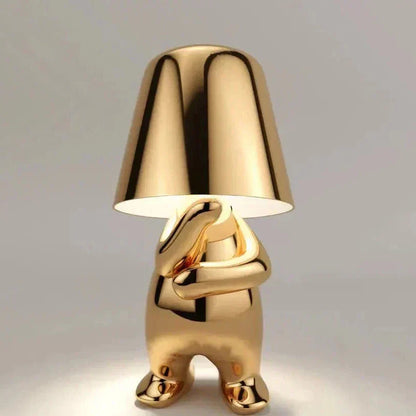 Skorter | Golden Man LED Thinking Table Lamp – Playful Nightstand Lamp for Bedroom & Decor