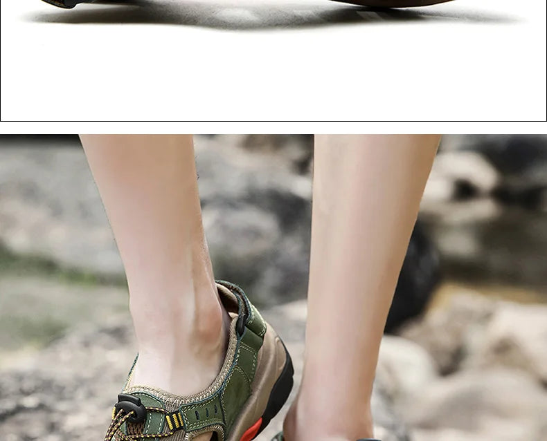 Skorter | Summer Men's Outdoor Sandals Beach Shoes Genuine Leather Trekking Hiking