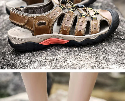 Skorter | Summer Men's Outdoor Sandals Beach Shoes Genuine Leather Trekking Hiking
