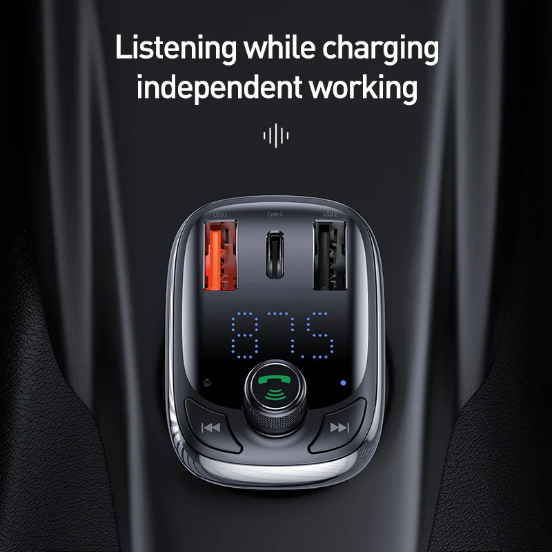Skorter | Bluetooth 5.0 FM Transmitter Car Kit with 5A Quick Charger and MP3 Player