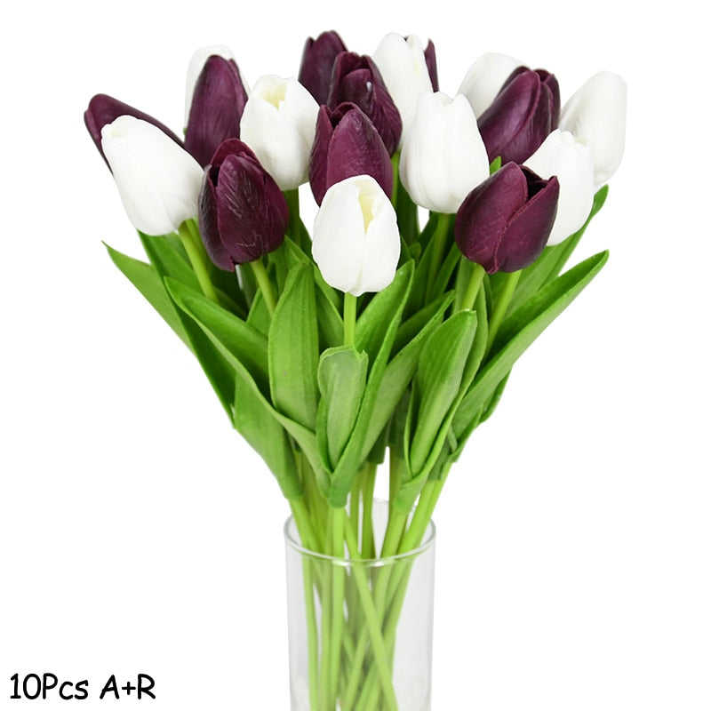Skorter | Artificial Flower Bouquet with Tulips, Decoration (10 Pieces)