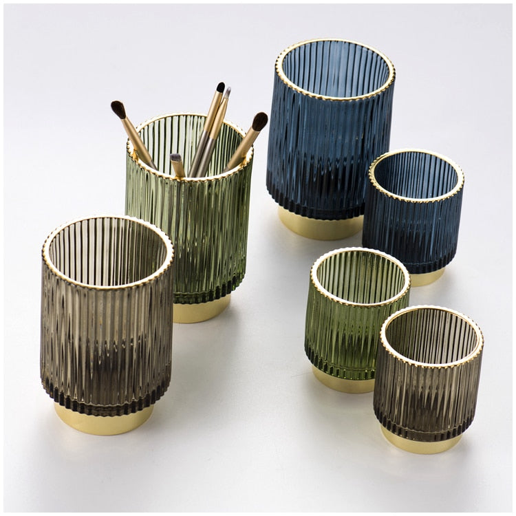 Skorter | Elise Gold Foil Glass Makeup Halter & Organizer