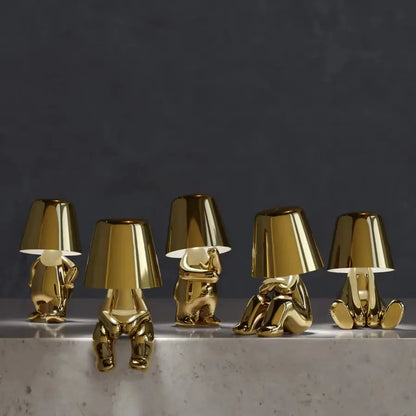 Skorter | Golden Man LED Thinking Table Lamp – Playful Nightstand Lamp for Bedroom & Decor