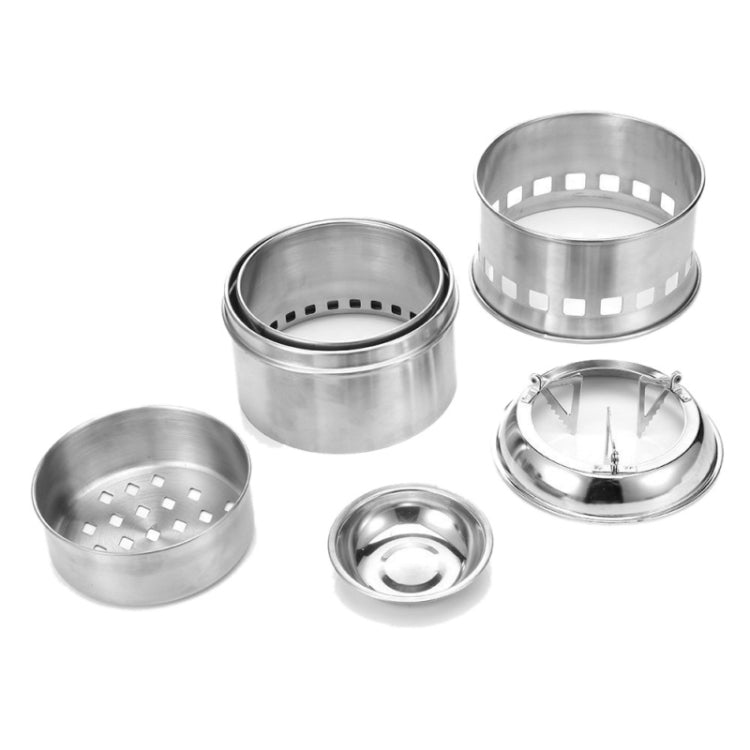 Skorter | Outdoor Camping Mini Stainless Steel Wood-burning Stove Solid alcohol Stove for Picnic Heating