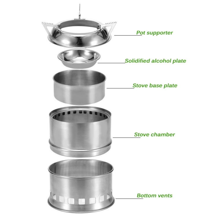 Skorter | Outdoor Camping Mini Stainless Steel Wood-burning Stove Solid alcohol Stove for Picnic Heating