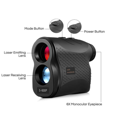 Skorter | 5-600P Handheld Golf Laser Distance Measuring Instrument Telescope Range Finder Distance Measurer, 600m