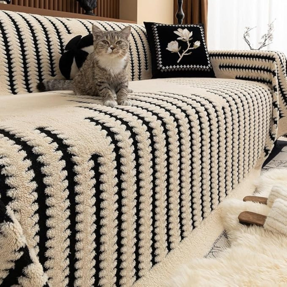 Skorter | Elegant Plush Sofa Cover with Tufted Details