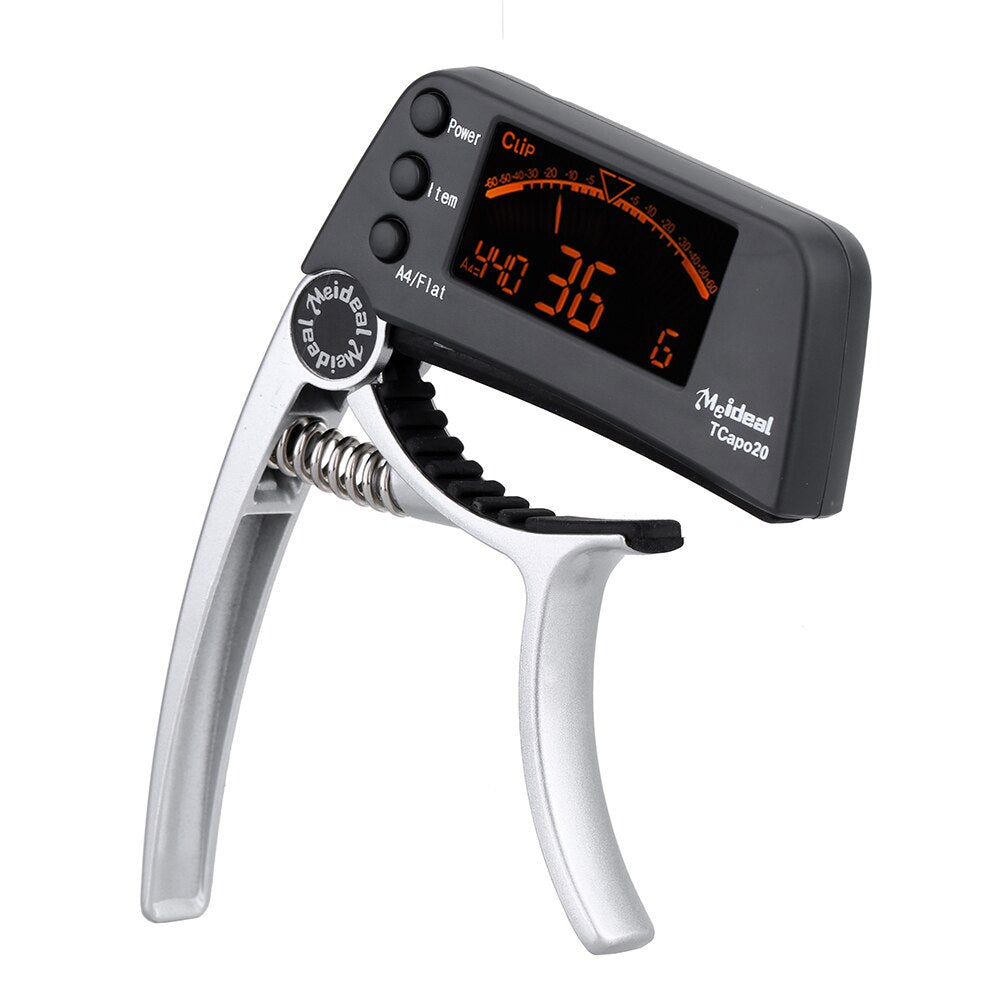 Skorter | Capo & Tuner "TuneGrip" – 2-in-1 Guitar accessory with LCD screen