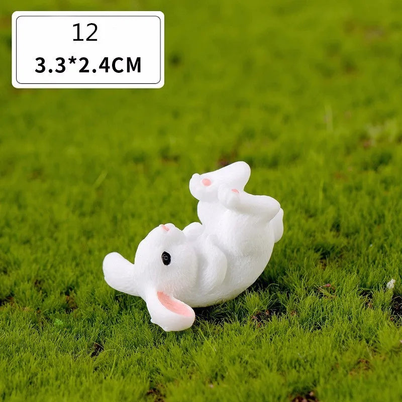 Skorter | Mini Resin Rabbit Figurine – 12 Styles Easter Bunny Decoration for Garden, Cake & DIY Craft