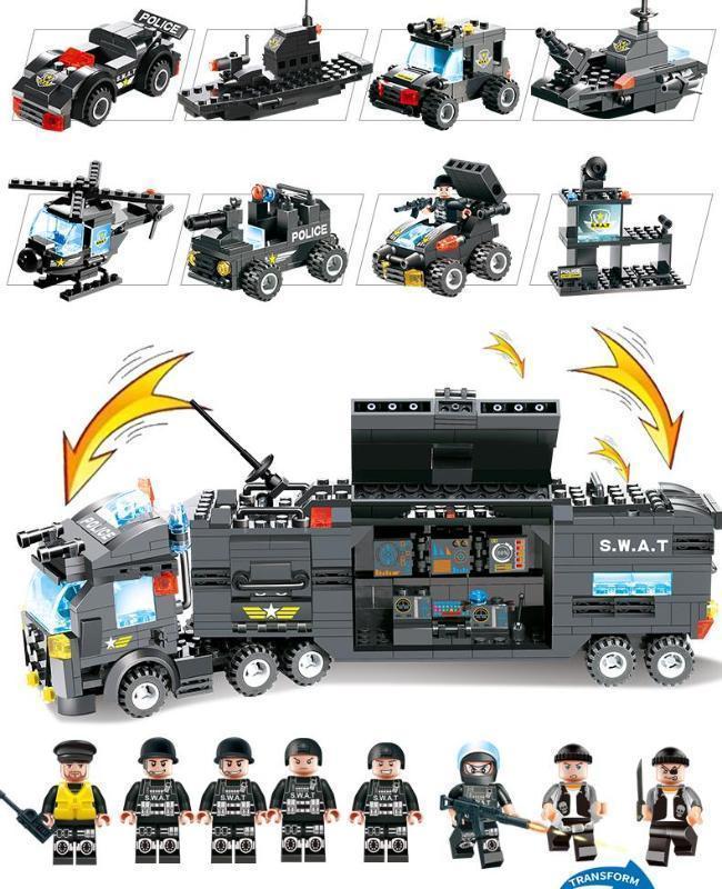 Skorter | 8 IN 1 City Police Truck Station Building Block Series SWAT Toy Gift For Kids