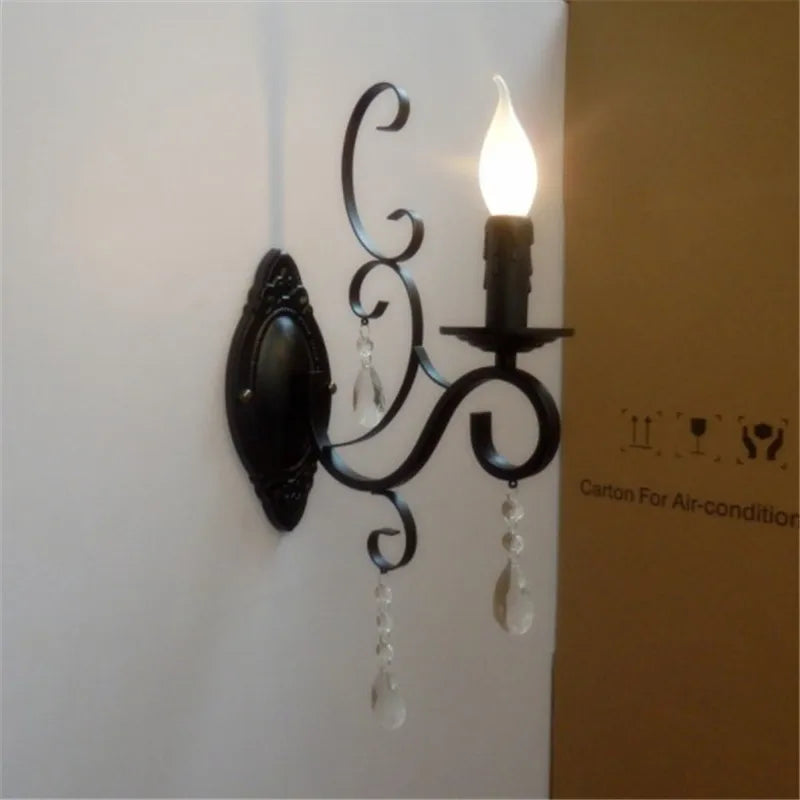 Skorter | CrystalVintage - Black Wall Lamp Living Room & Bedroom Lighting
