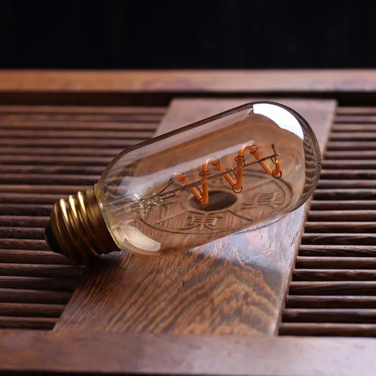 Skorter | Dimmable Vintage LED Bulb (3W, E27 Base) - Gold Spiral Filament for Chandeliers & Decorative Lighting