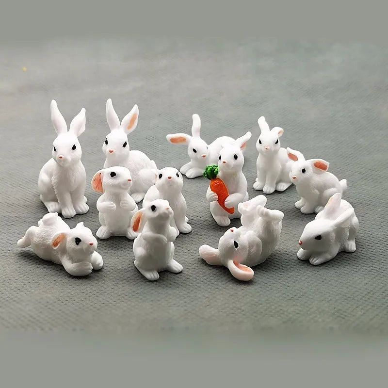 Skorter | Mini Resin Rabbit Figurine – 12 Styles Easter Bunny Decoration for Garden, Cake & DIY Craft
