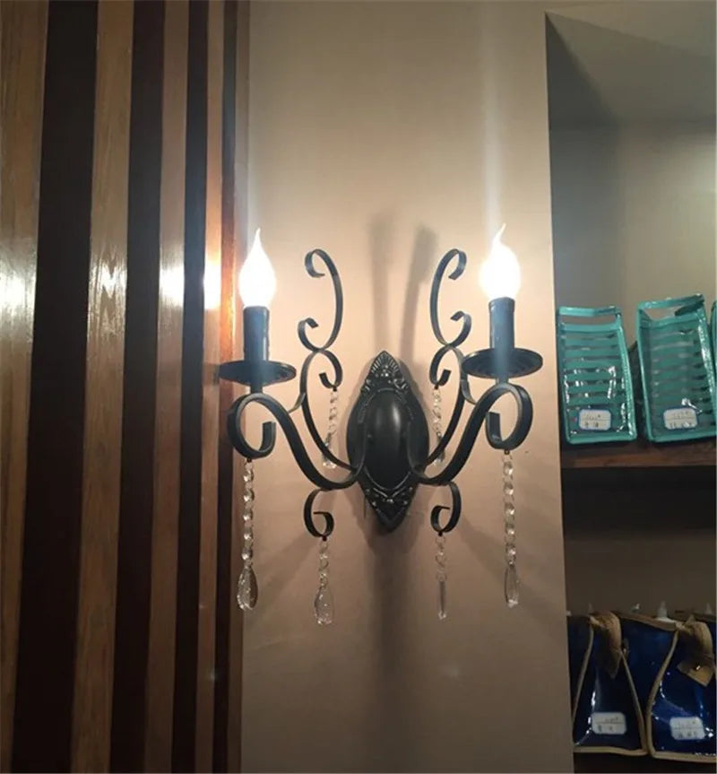 Skorter | CrystalVintage - Black Wall Lamp Living Room & Bedroom Lighting