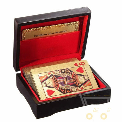 Skorter | 24K Gold Plated Playing Card with Wooden Box