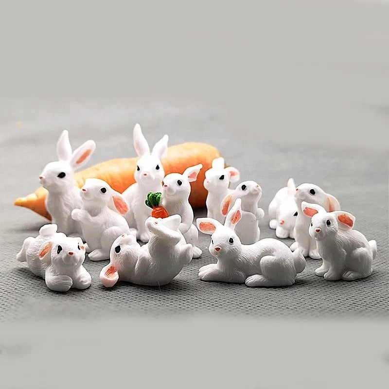 Skorter | Mini Resin Rabbit Figurine – 12 Styles Easter Bunny Decoration for Garden, Cake & DIY Craft