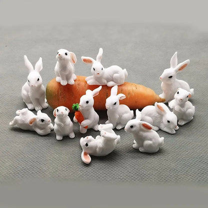 Skorter | Mini Resin Rabbit Figurine – 12 Styles Easter Bunny Decoration for Garden, Cake & DIY Craft