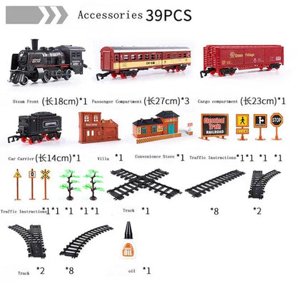 Skorter | Deluxe 39-Piece HO Scale Model Train Set with Real Smoke, Lights & Oval Track