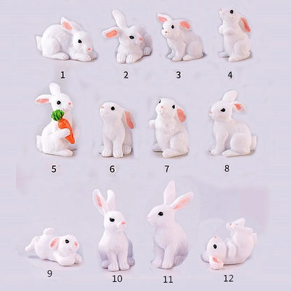 Skorter | Mini Resin Rabbit Figurine – 12 Styles Easter Bunny Decoration for Garden, Cake & DIY Craft