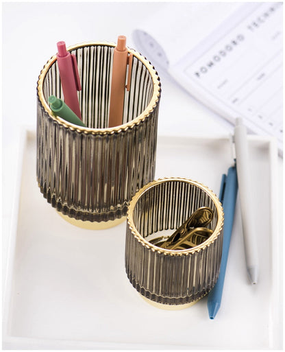 Skorter | Elise Gold Foil Glass Makeup Halter & Organizer