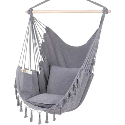 Skorter | Comfortable Hanging Chair with Soft Cushions - Indoor/Outdoor Hanging Swing for Relaxation and Leisure - Durable Cotton Fabric, including Hanging Material