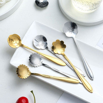 Skorter | 8-piece stainless steel teaspoon set with flower design