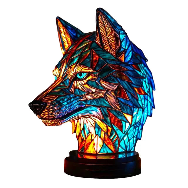 Skorter | TiffanyGlow - Colorful Animal Head Night Light – Handmade Tiffany Glass Lamp