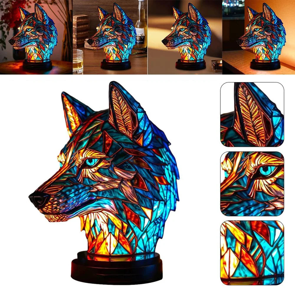 Skorter | TiffanyGlow - Colorful Animal Head Night Light – Handmade Tiffany Glass Lamp
