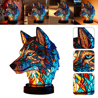 Skorter | TiffanyGlow - Colorful Animal Head Night Light – Handmade Tiffany Glass Lamp