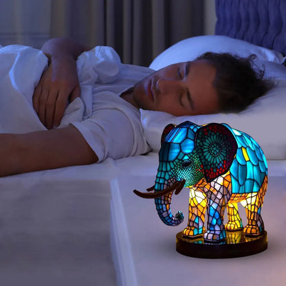 Skorter | TiffanyGlow - Colorful Animal Head Night Light – Handmade Tiffany Glass Lamp