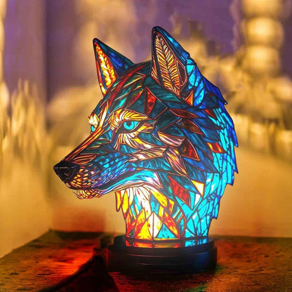 Skorter | TiffanyGlow - Colorful Animal Head Night Light – Handmade Tiffany Glass Lamp