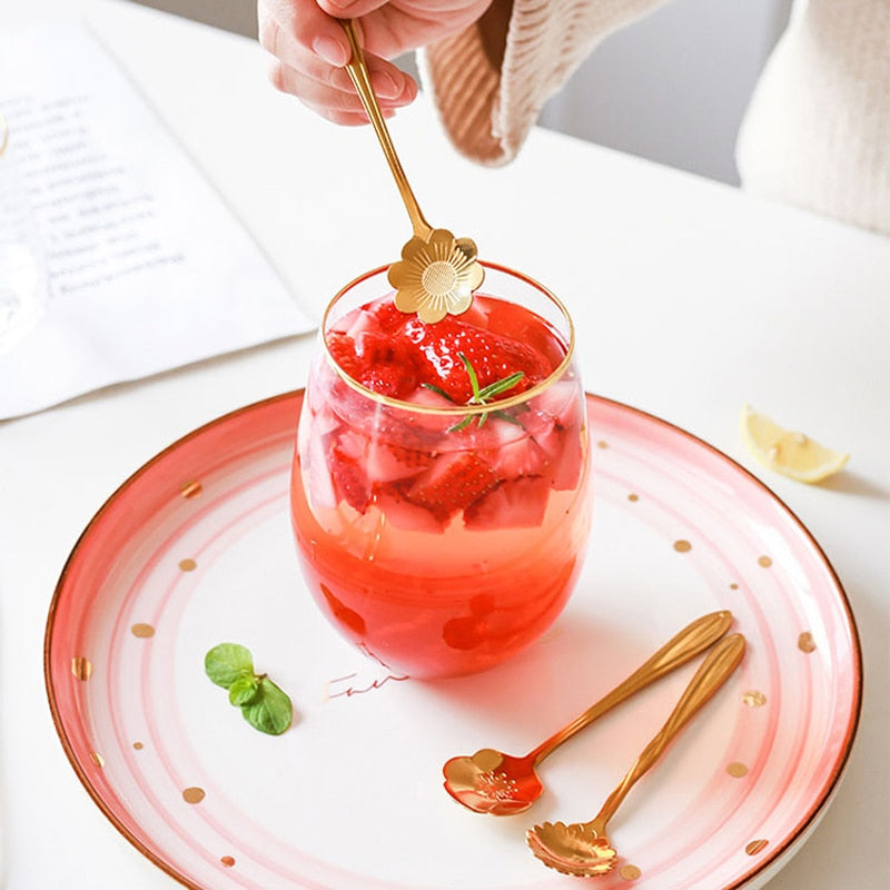 Skorter | 8-piece stainless steel teaspoon set with flower design