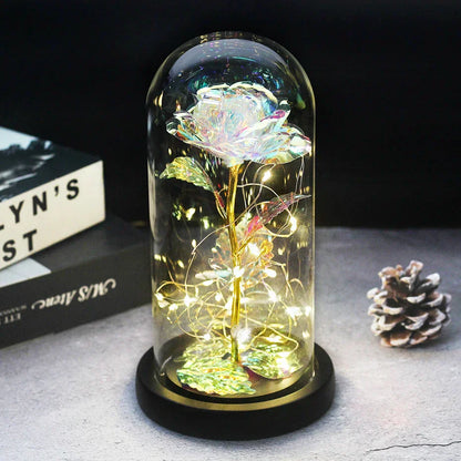 Skorter | Eternal Rose in Glass Dome | Handpicked, LED Lit & Ideal for Romantic Gifts and Home Decor