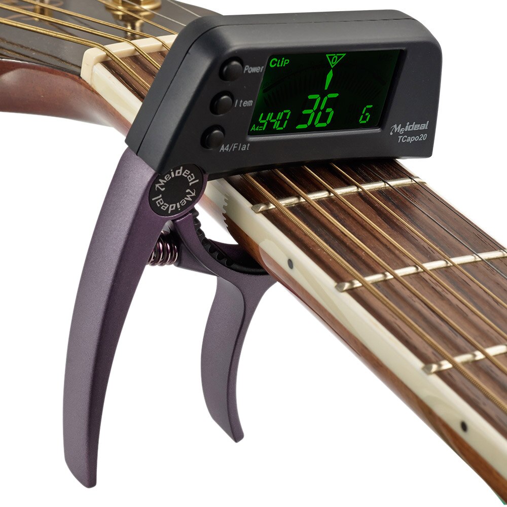 Skorter | Capo & Tuner "TuneGrip" – 2-in-1 Guitar accessory with LCD screen