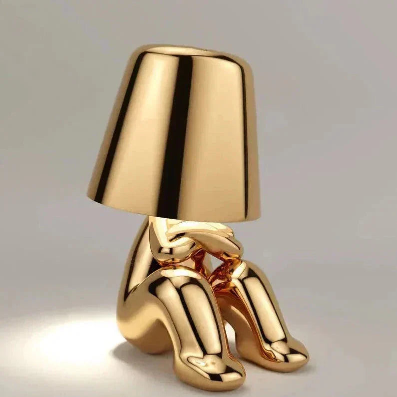Skorter | Golden Man LED Thinking Table Lamp – Playful Nightstand Lamp for Bedroom & Decor