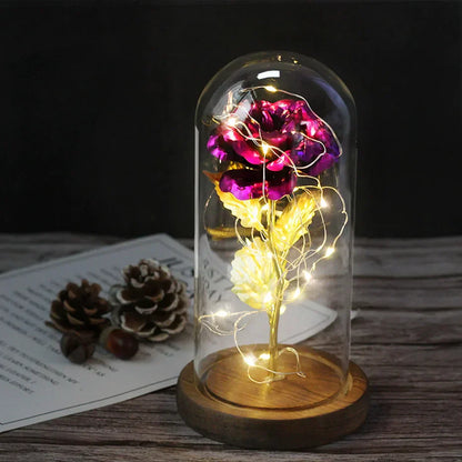 Skorter | Eternal Rose in Glass Dome | Handpicked, LED Lit & Ideal for Romantic Gifts and Home Decor