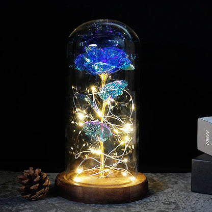 Skorter | Eternal Rose in Glass Dome | Handpicked, LED Lit & Ideal for Romantic Gifts and Home Decor