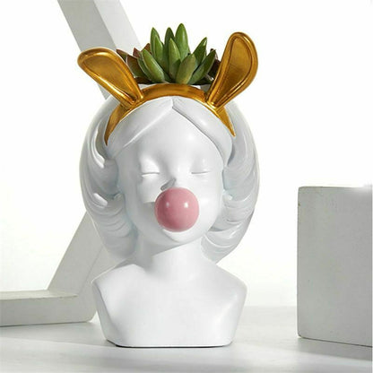 Skorter | Cute Bubblegum Girl Ceramic Face Vase