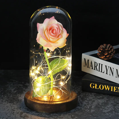 Skorter | Eternal Rose in Glass Dome | Handpicked, LED Lit & Ideal for Romantic Gifts and Home Decor