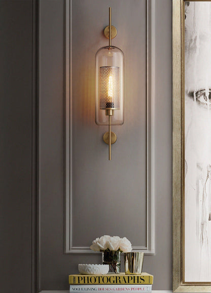 Thatcher - Modern Honeycomb Brass & Glass Wall Sconce